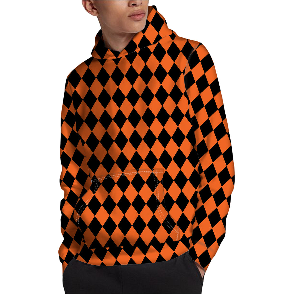 Halloween Harlequin Pattern Print Pullover Hoodie