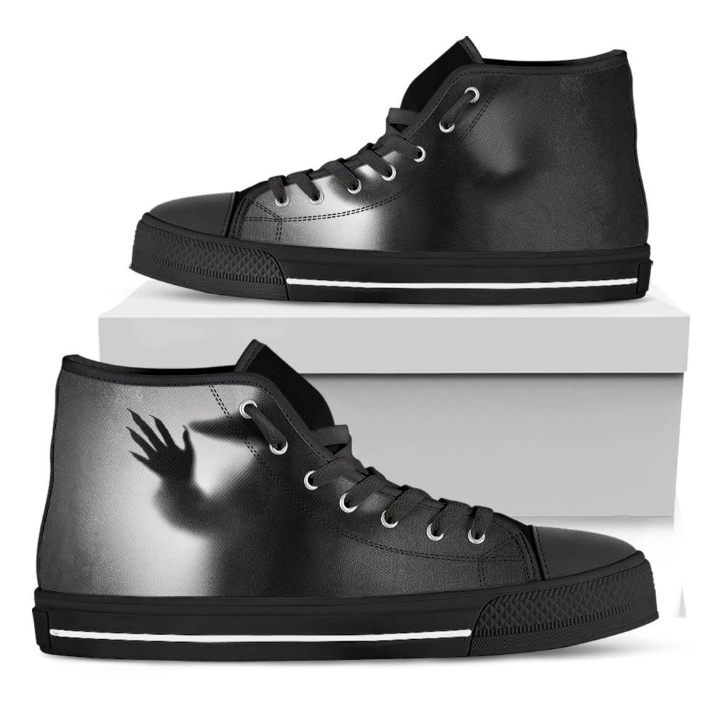 Halloween Horror Witch Print Black High Top Shoes