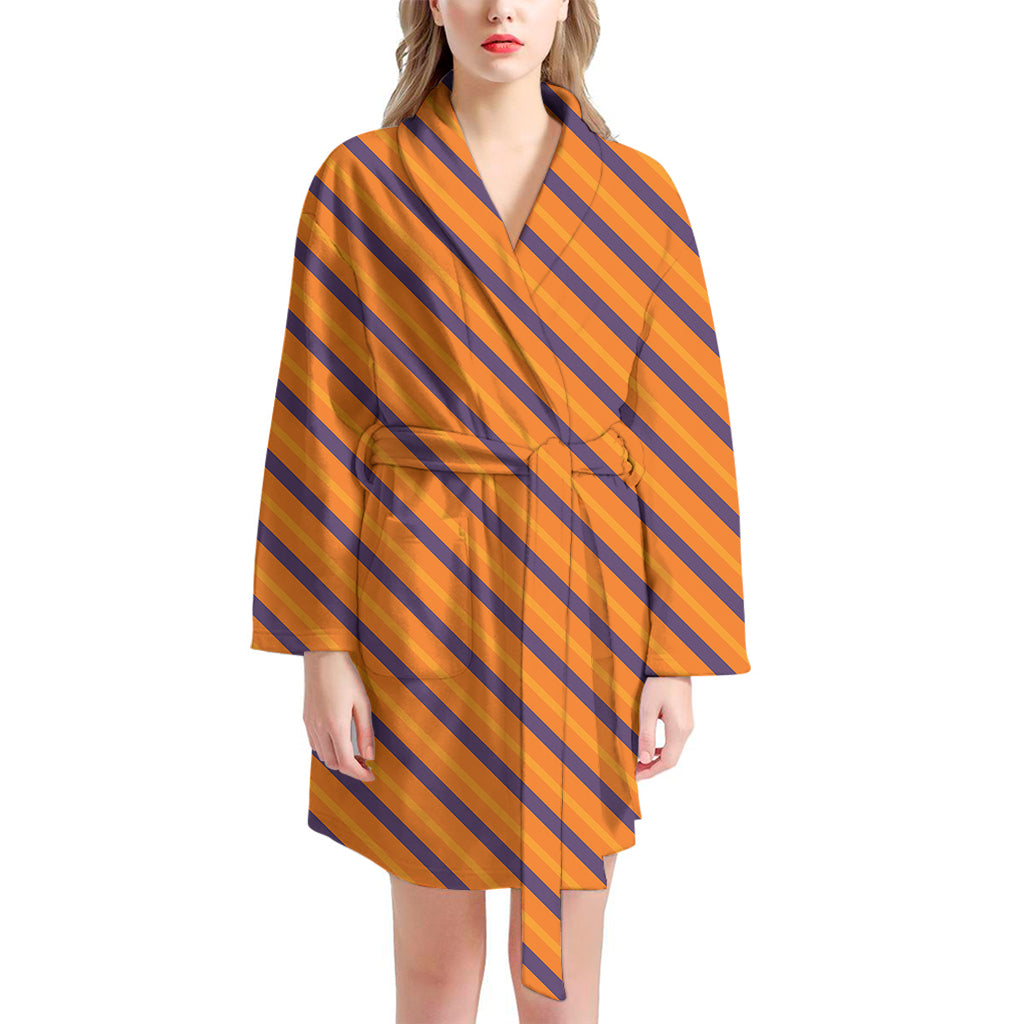 Halloween Line Pattern Print Women's Bathrobe