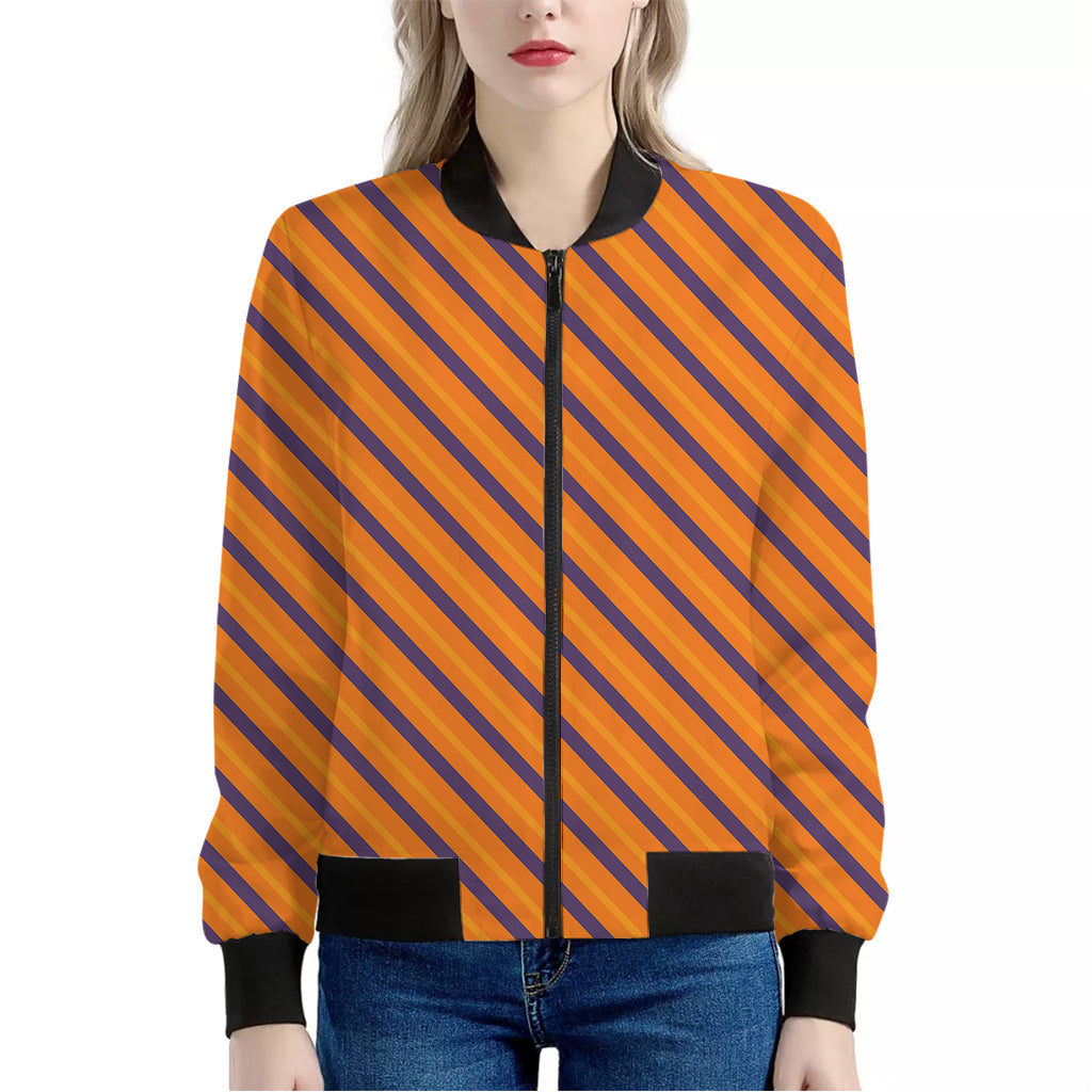 Halloween Line Pattern Print Women's Bomber Jacket