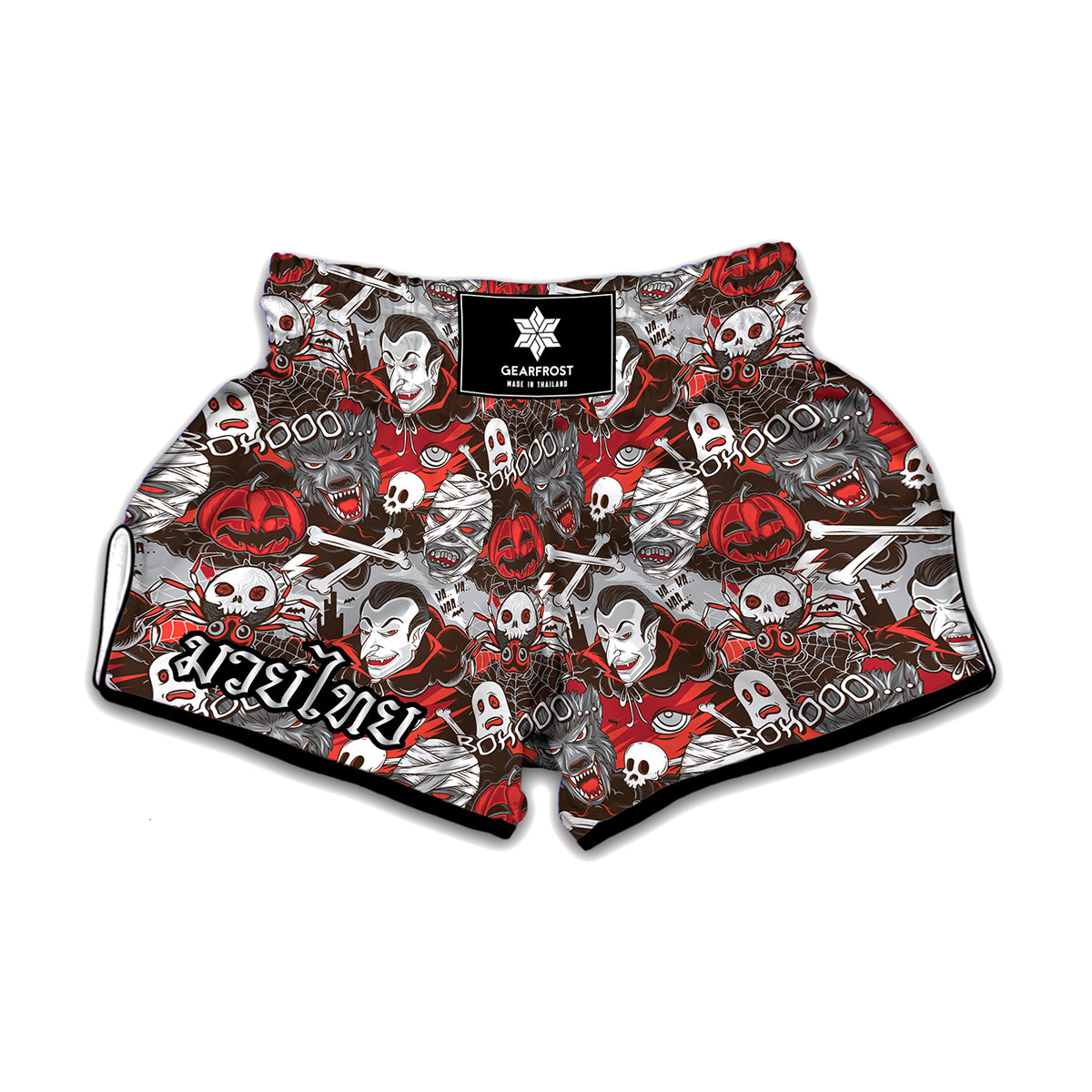 Halloween Monsters Pattern Print Muay Thai Boxing Shorts