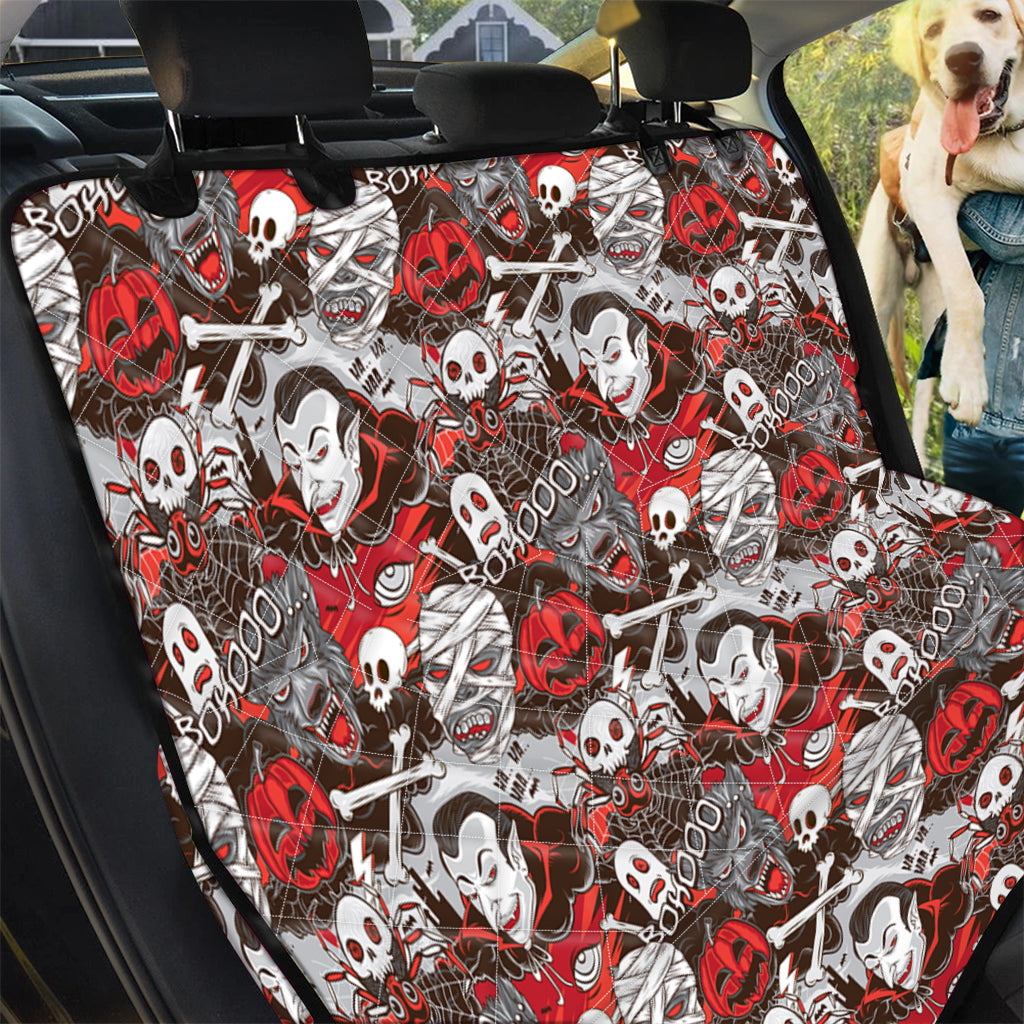 Halloween Monsters Pattern Print Pet Car Back Seat Cover