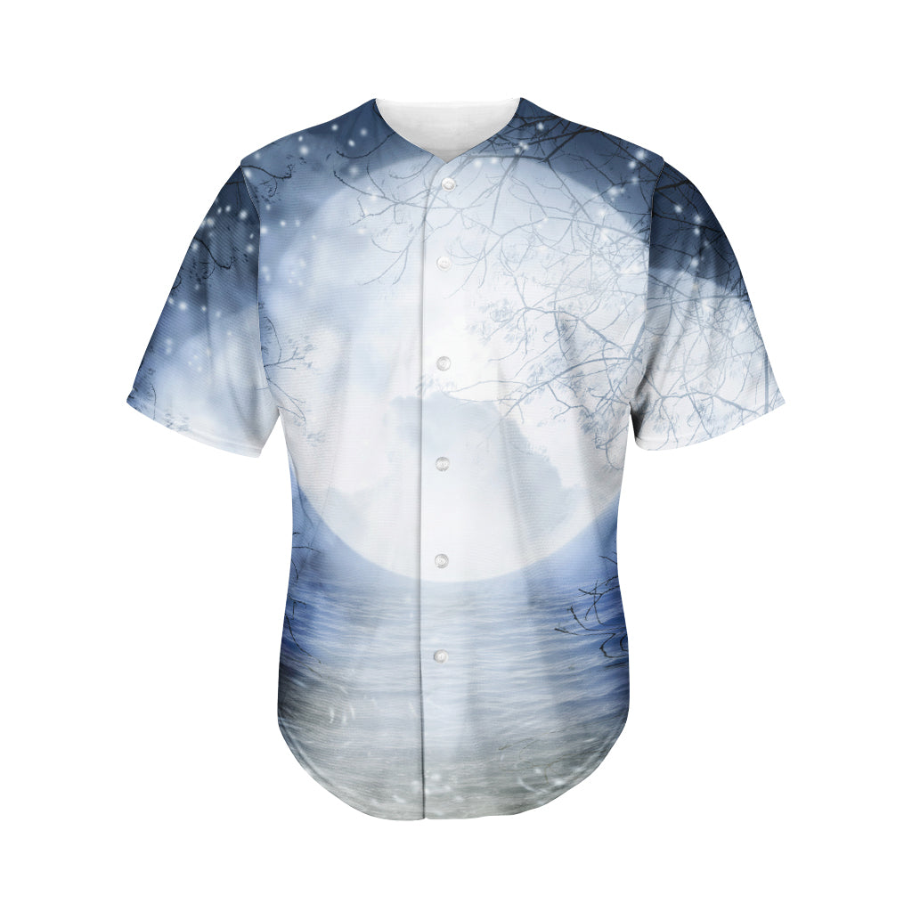 Halloween Moonlight Print Men's Baseball Jersey