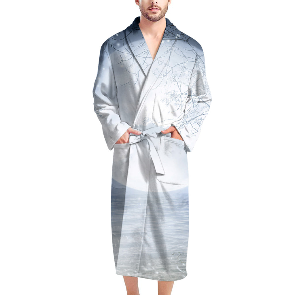 Halloween Moonlight Print Men's Bathrobe