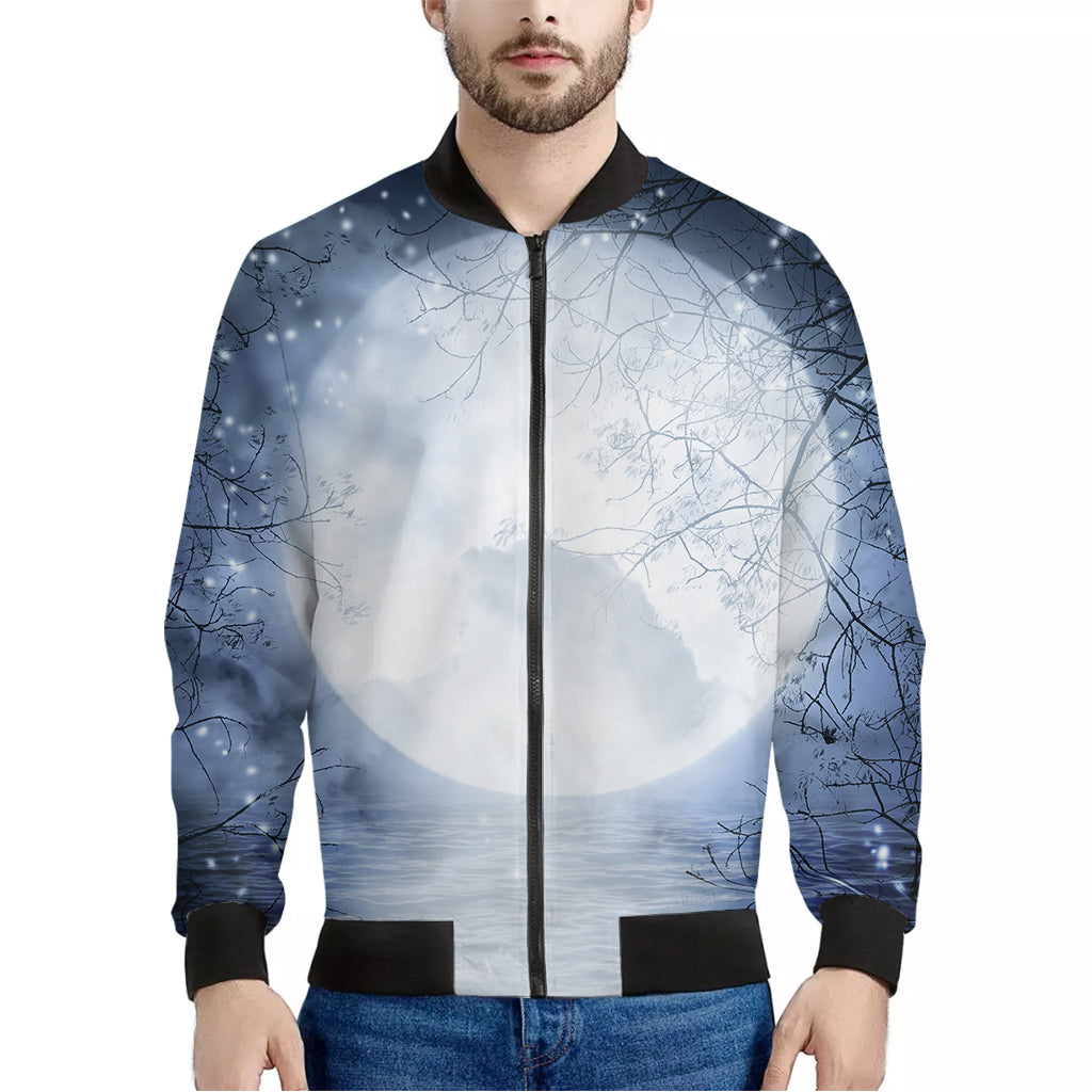 Halloween Moonlight Print Men's Bomber Jacket