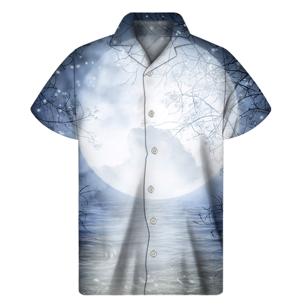 Halloween Moonlight Print Men's Short Sleeve Shirt