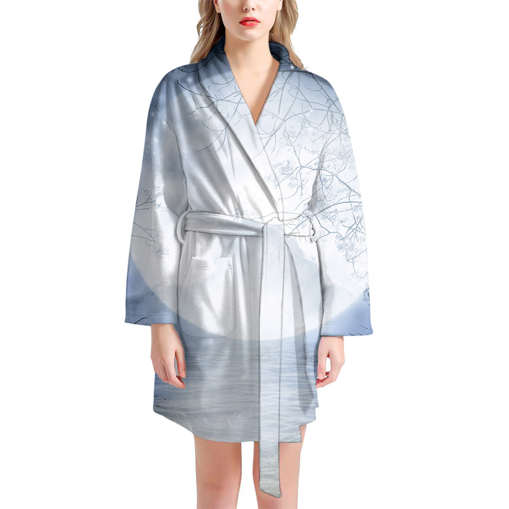 Halloween Moonlight Print Women's Bathrobe