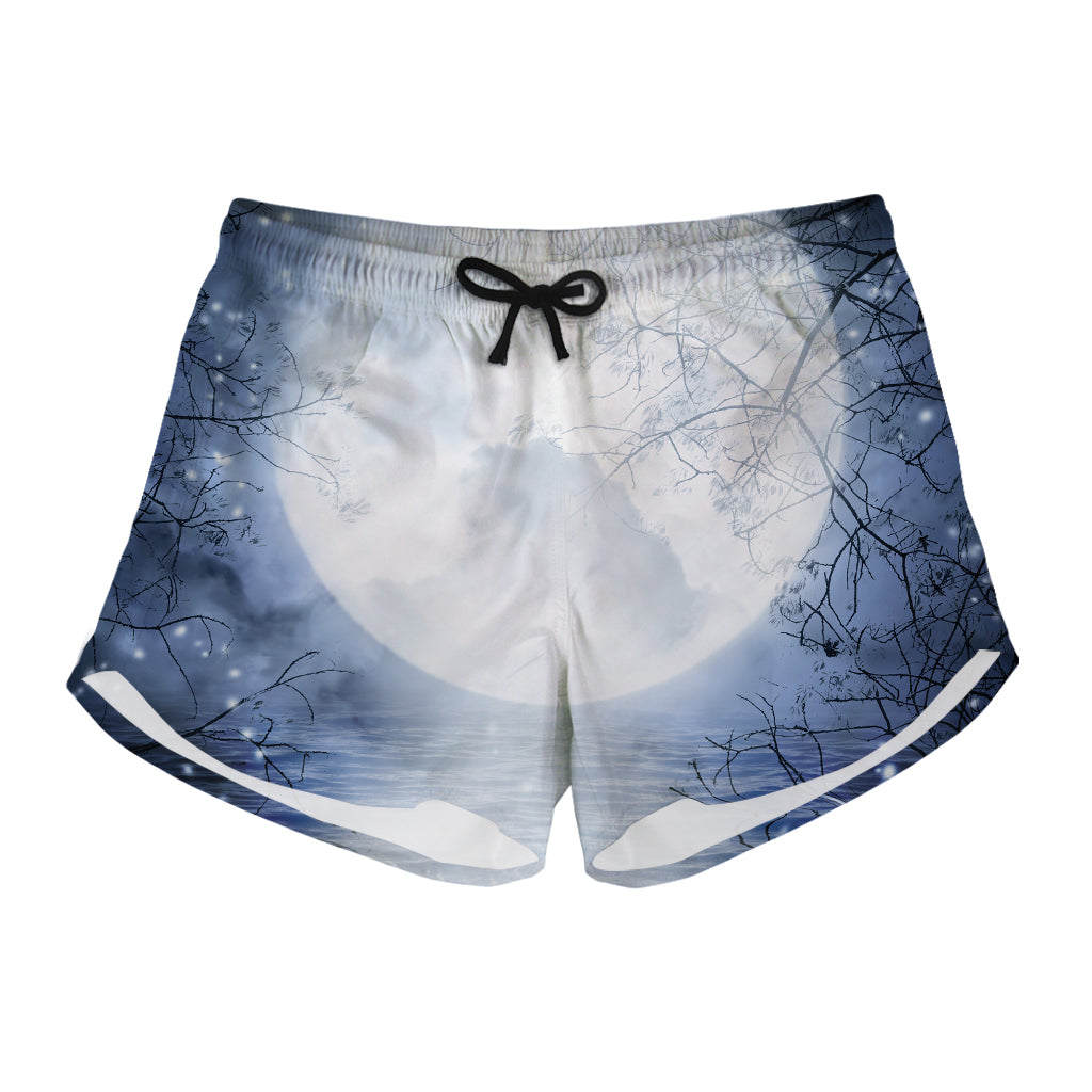 Halloween Moonlight Print Women's Shorts