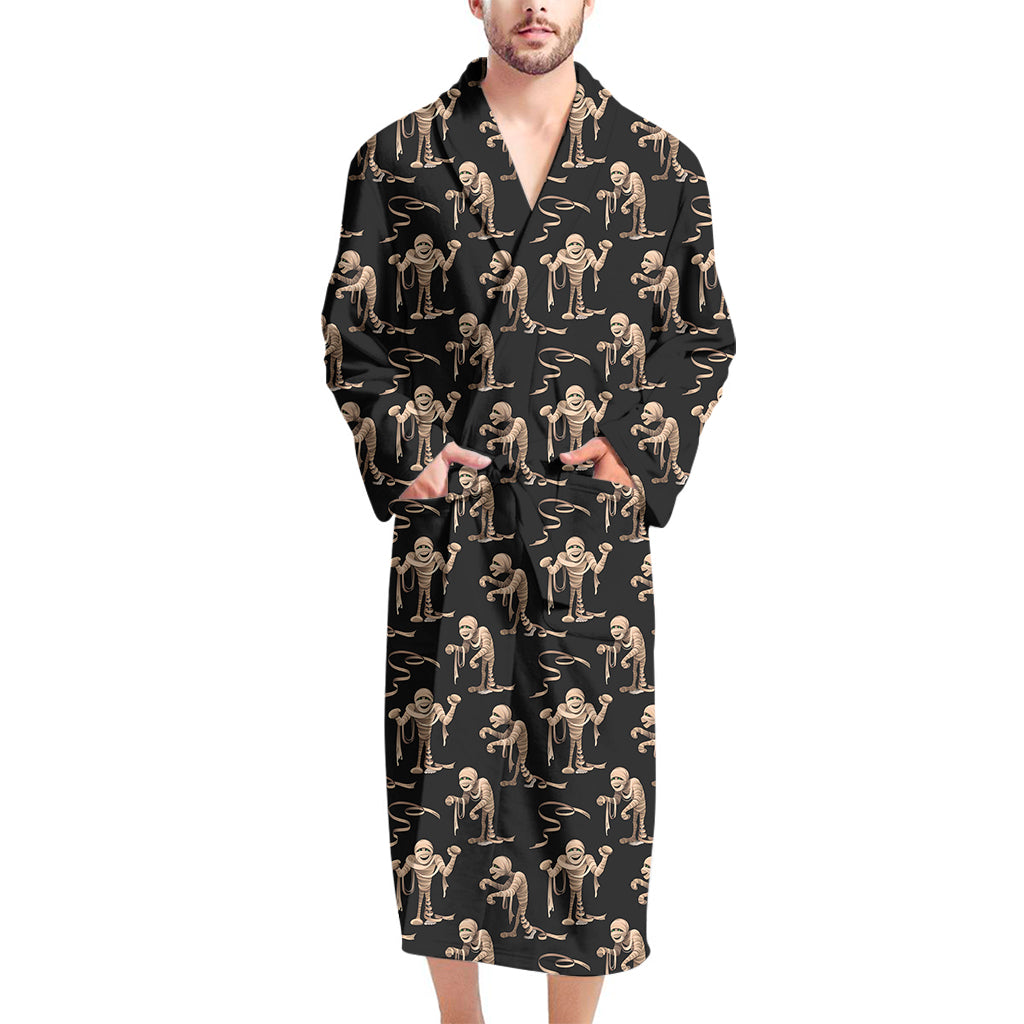 Halloween Mummy Pattern Print Men's Bathrobe