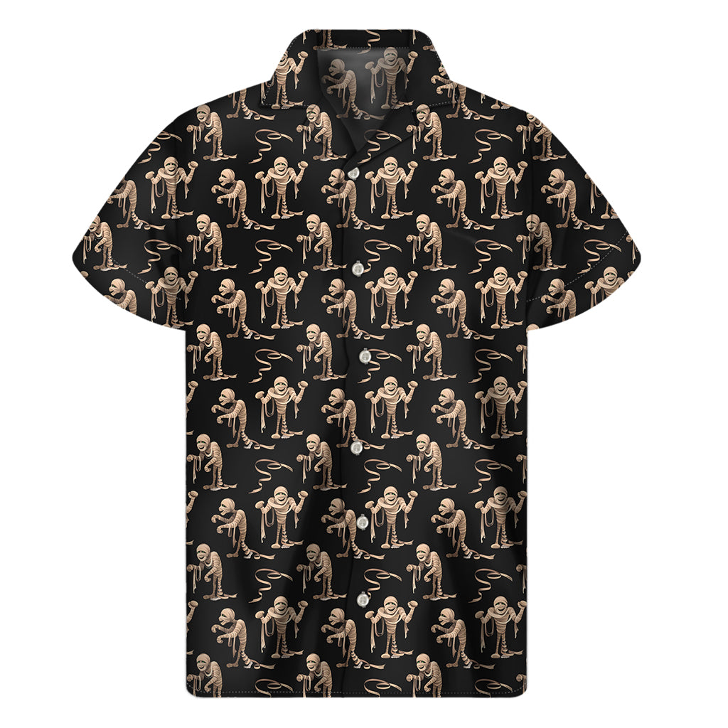 Halloween Mummy Pattern Print Men's Short Sleeve Shirt