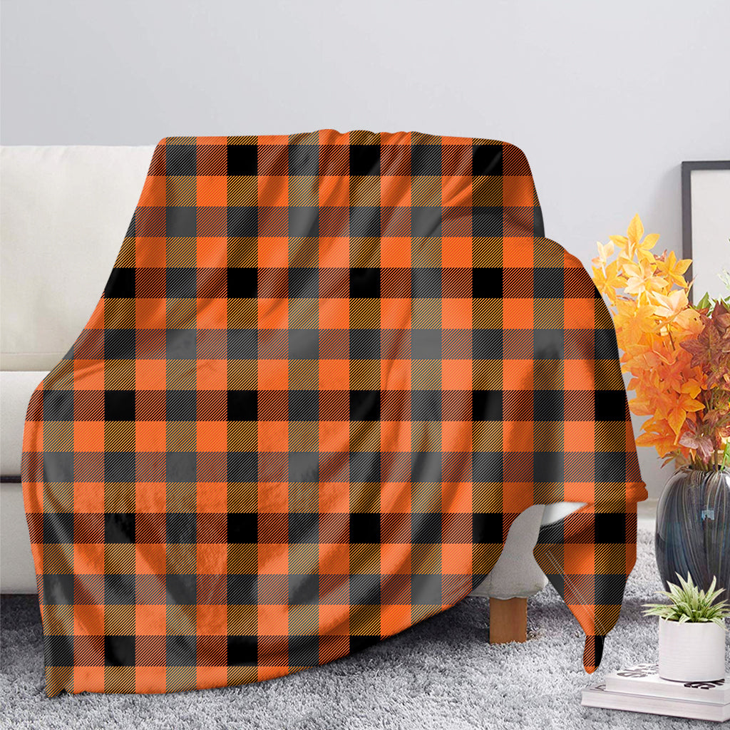 Halloween Orange Buffalo Check Print Blanket