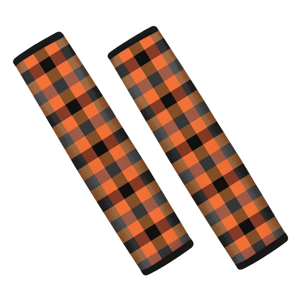 Halloween Orange Buffalo Check Print Car Seat Belt Covers