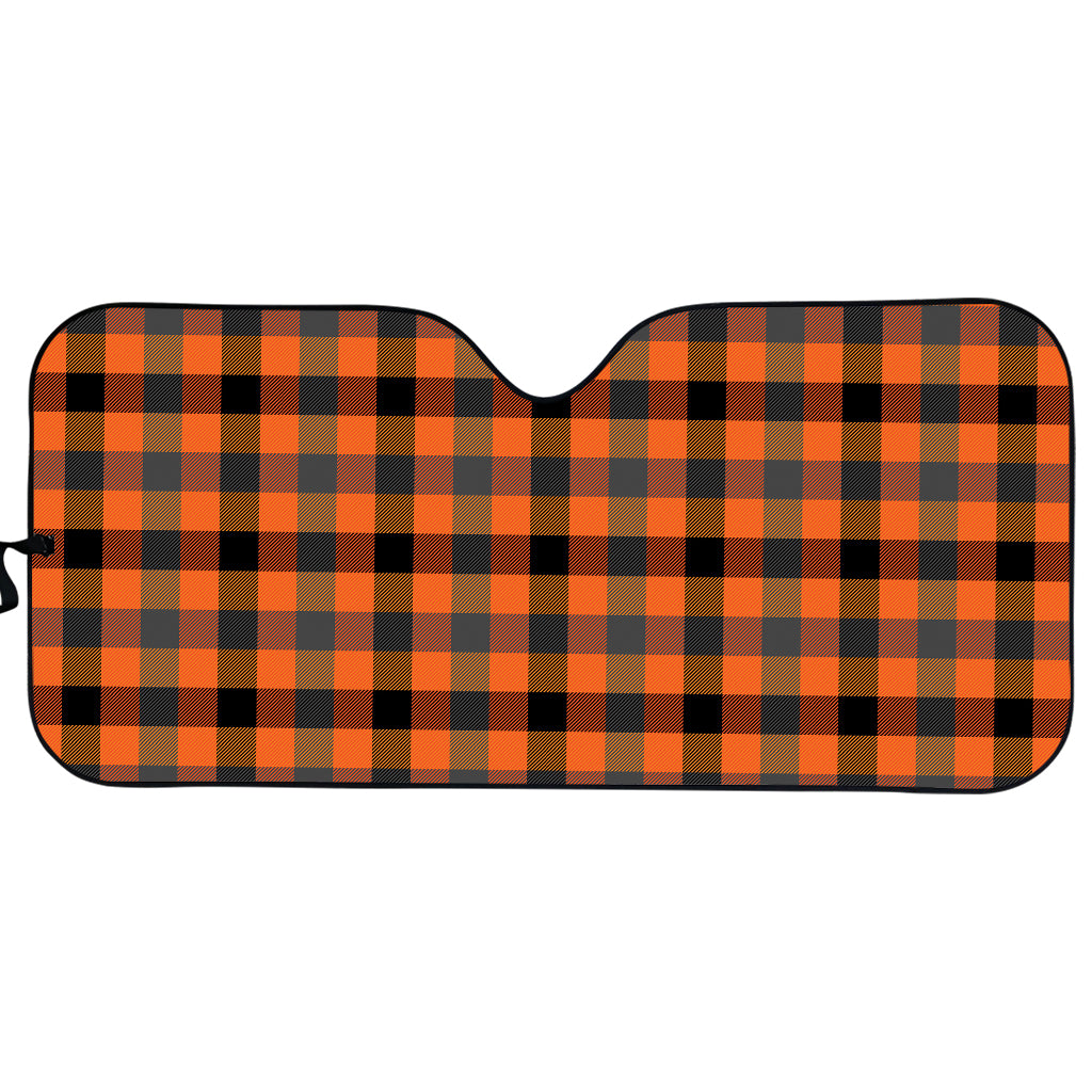 Halloween Orange Buffalo Check Print Car Sun Shade