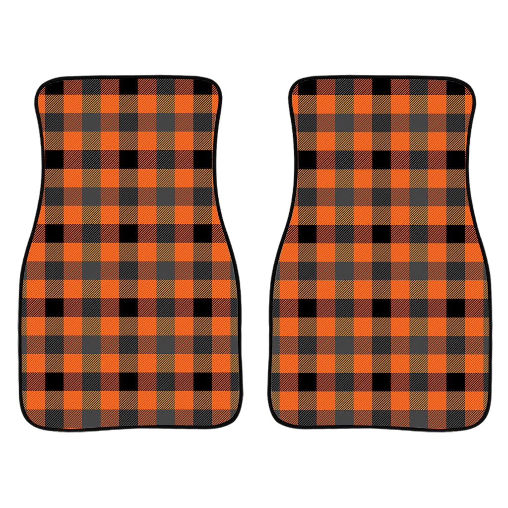 Halloween Orange Buffalo Check Print Front Car Floor Mats