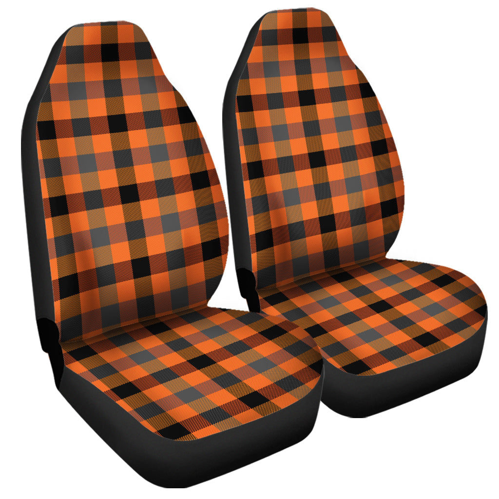 Halloween Orange Buffalo Check Print Universal Fit Car Seat Covers