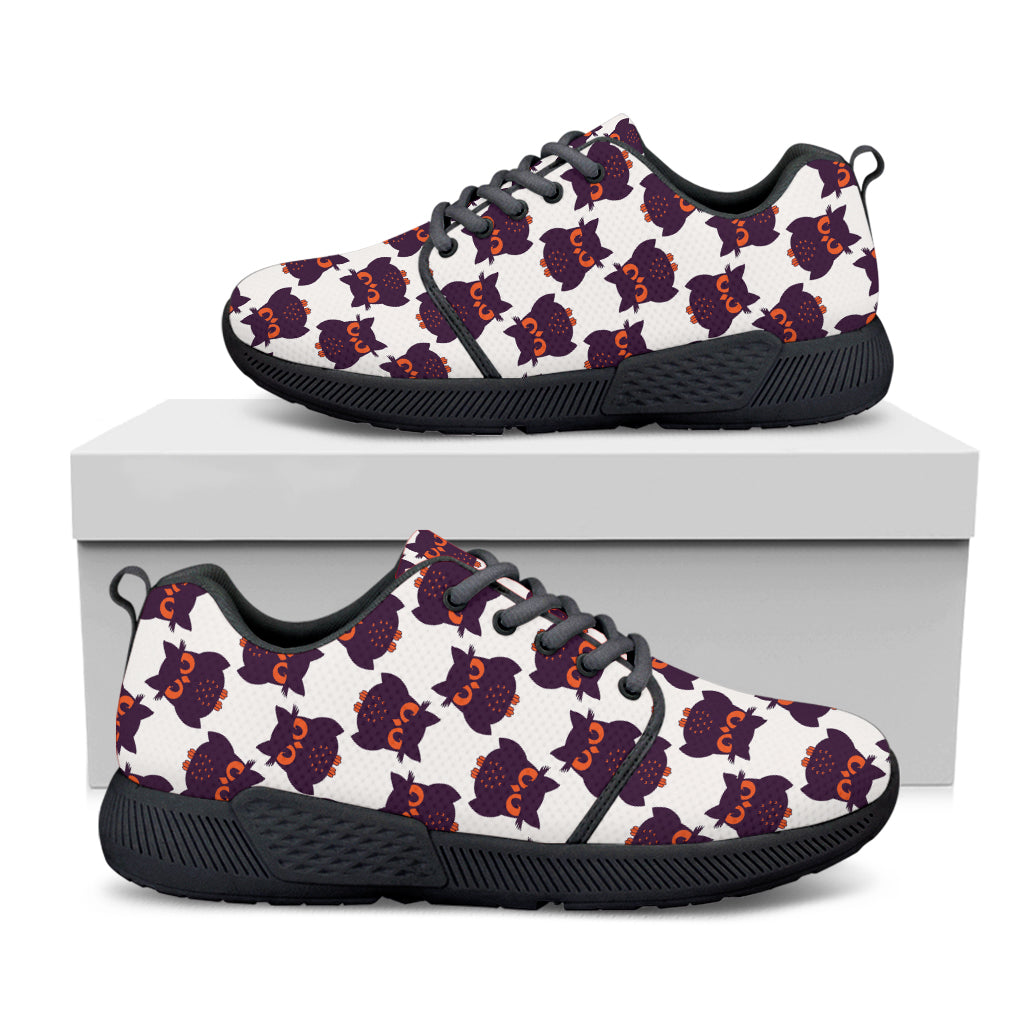 Halloween Owl Pattern Print Black Athletic Shoes