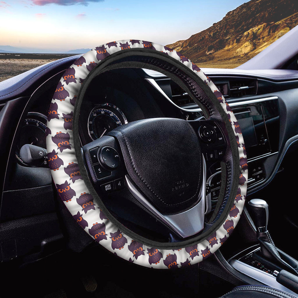 Halloween Owl Pattern Print Car Steering Wheel Cover