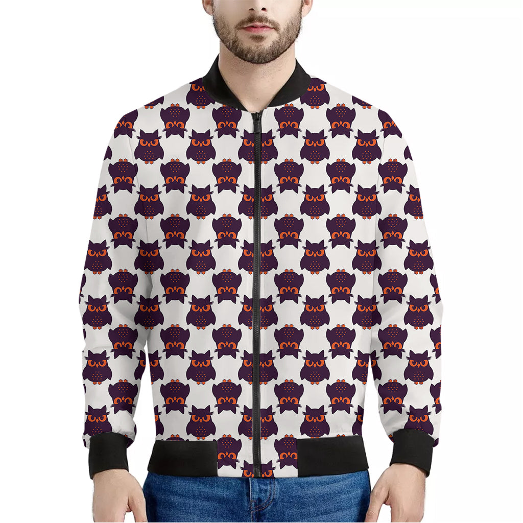 Halloween Owl Pattern Print Men's Bomber Jacket