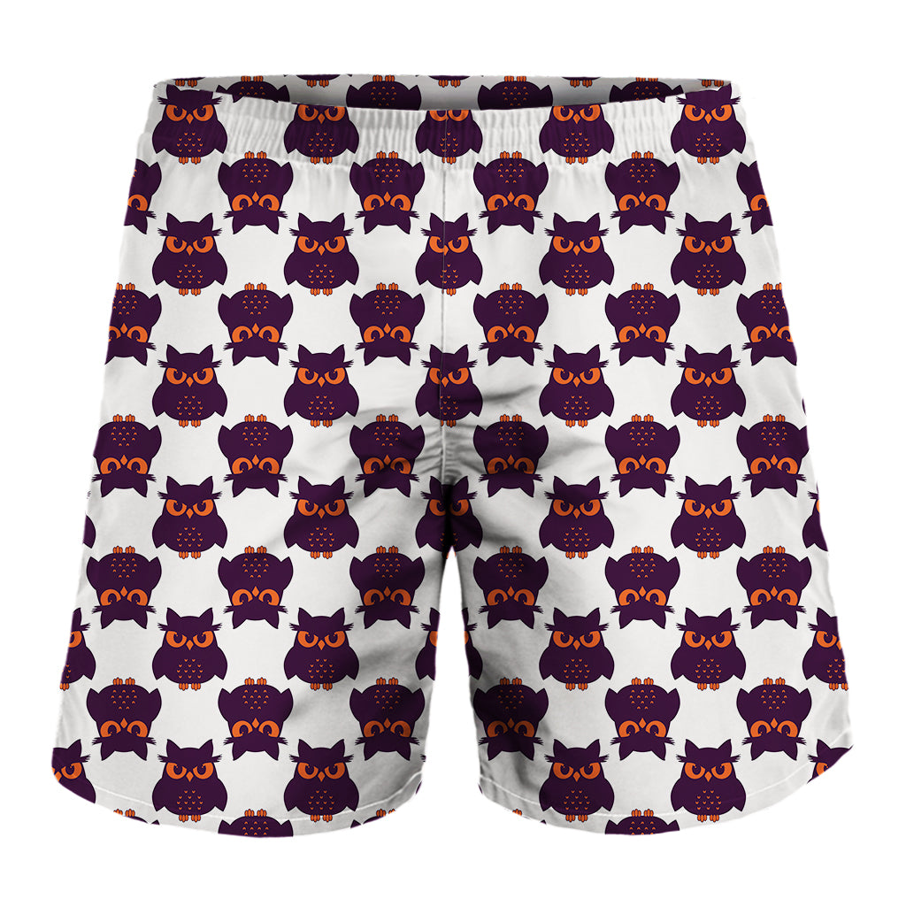 Halloween Owl Pattern Print Men's Shorts