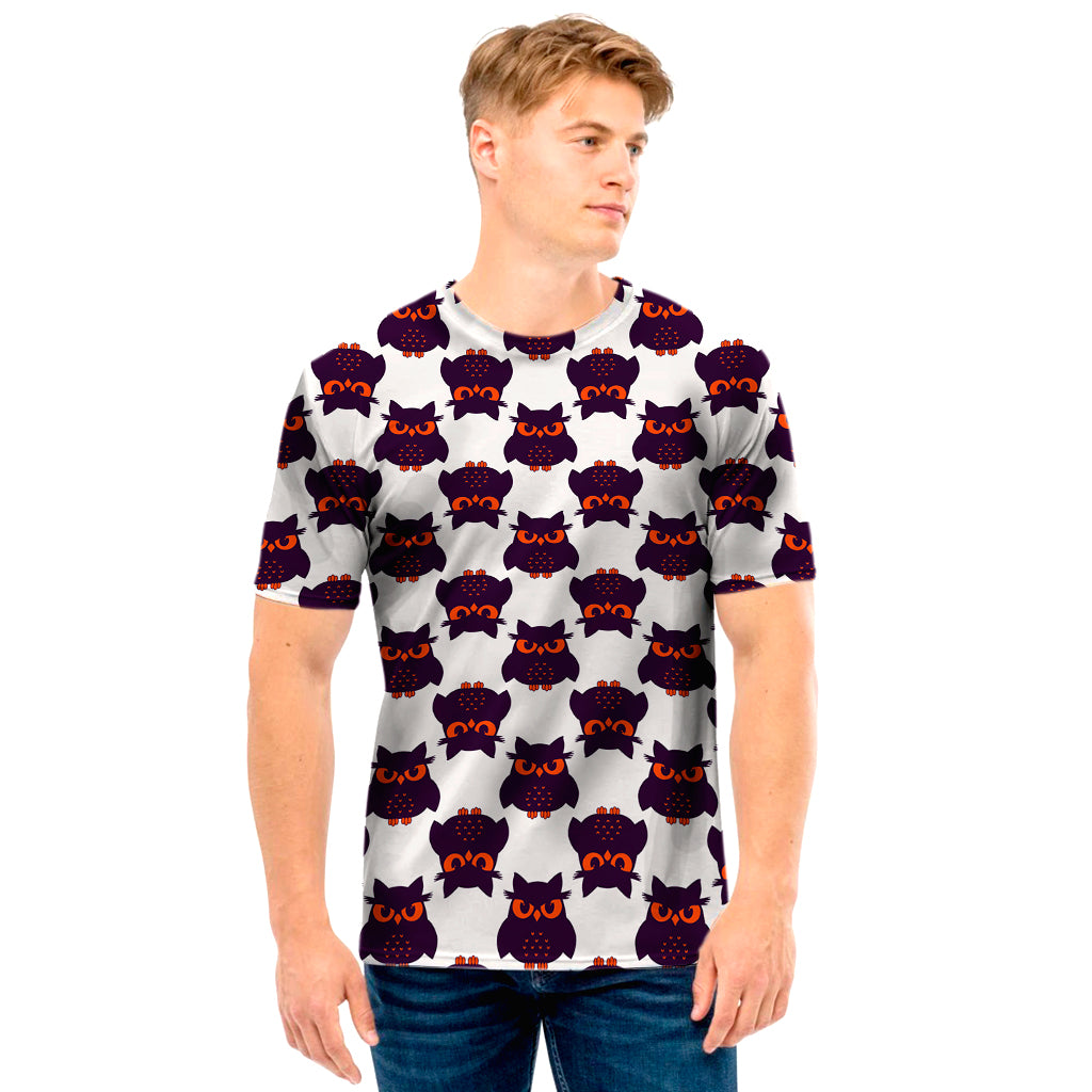 Halloween Owl Pattern Print Men's T-Shirt