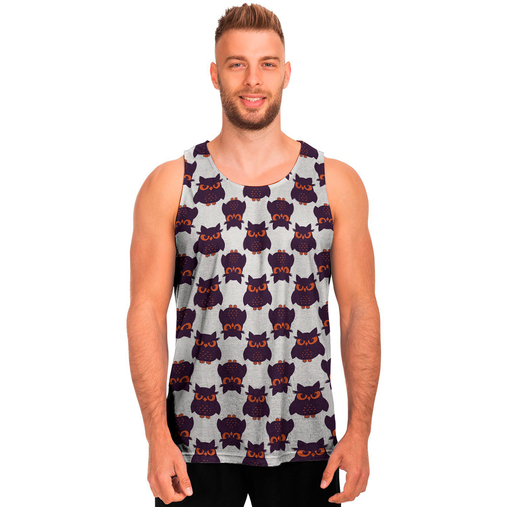 Halloween Owl Pattern Print Men's Tank Top