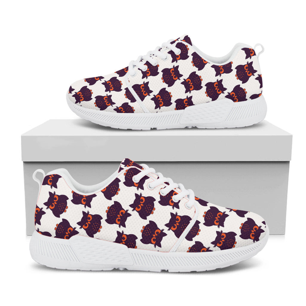 Halloween Owl Pattern Print White Athletic Shoes