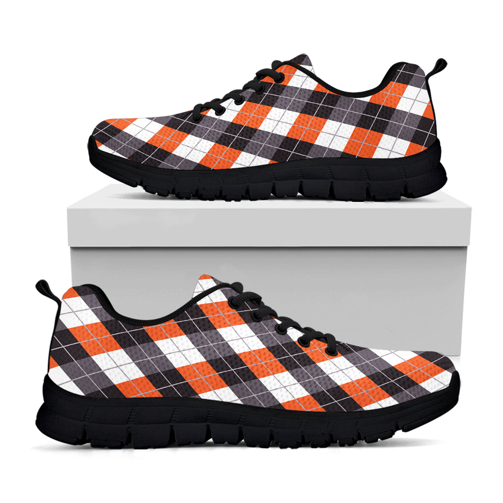 Halloween Party Argyle Pattern Print Black Sneakers