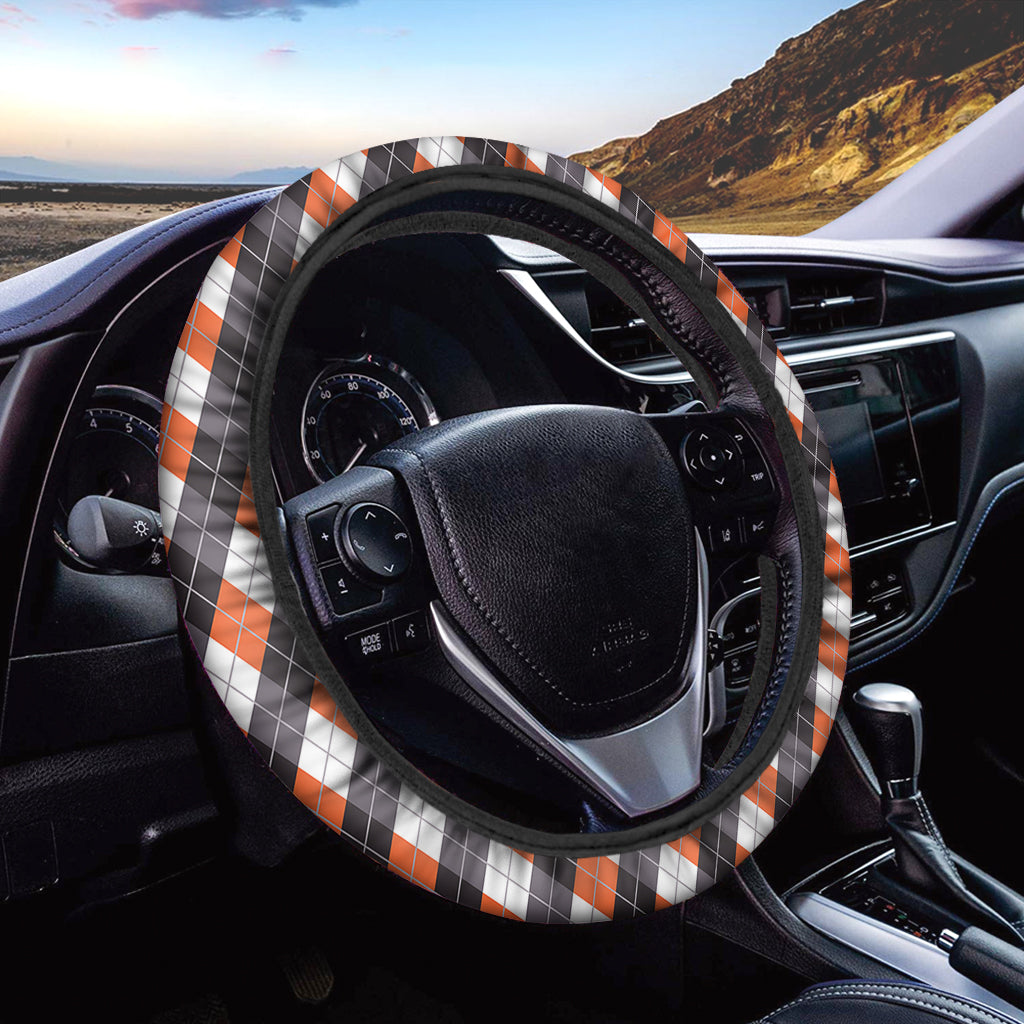 Halloween Party Argyle Pattern Print Car Steering Wheel Cover