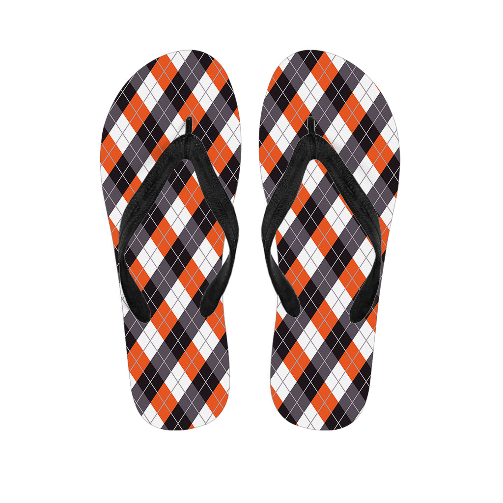 Halloween Party Argyle Pattern Print Flip Flops