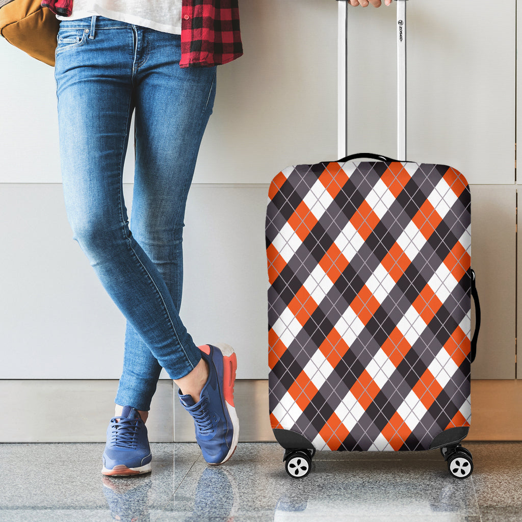 Halloween Party Argyle Pattern Print Luggage Cover