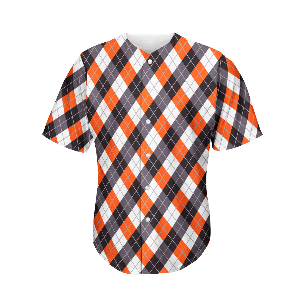 Halloween Party Argyle Pattern Print Men's Baseball Jersey