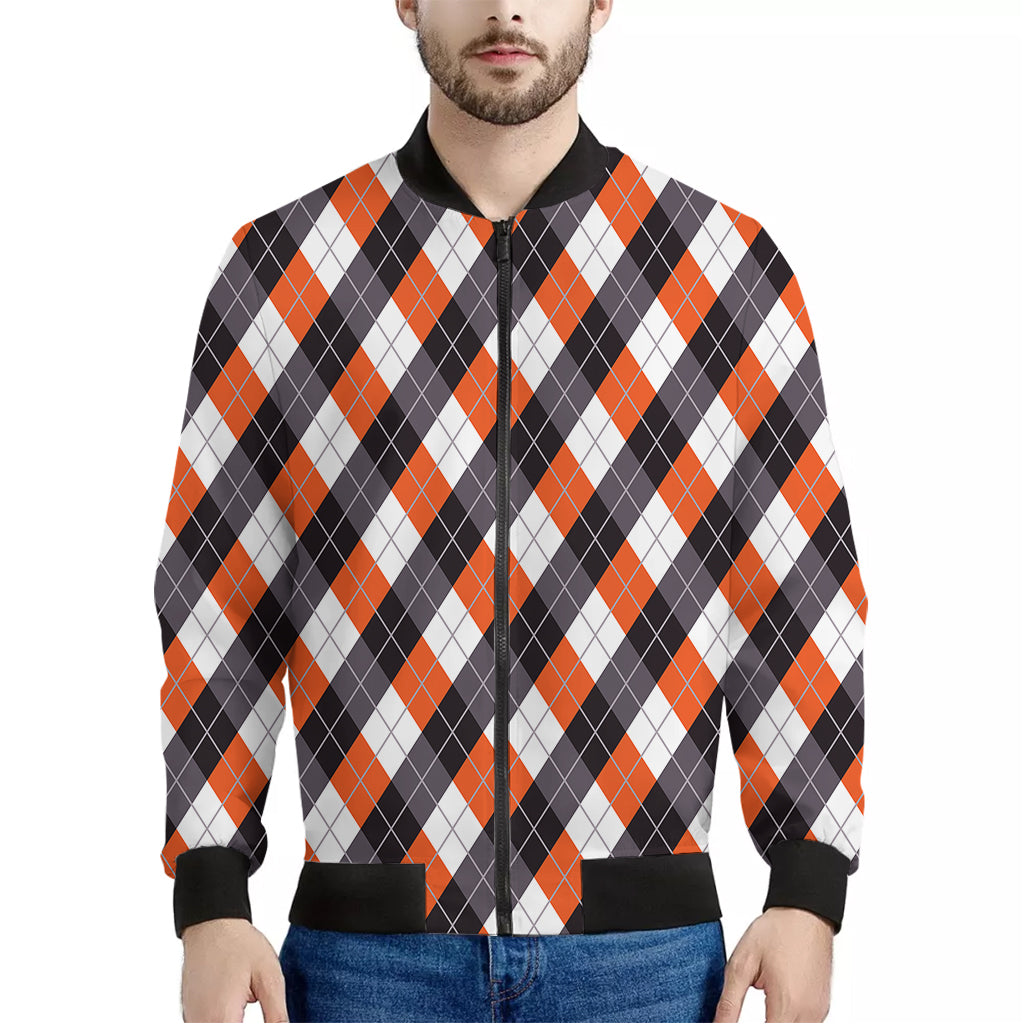 Halloween Party Argyle Pattern Print Men's Bomber Jacket