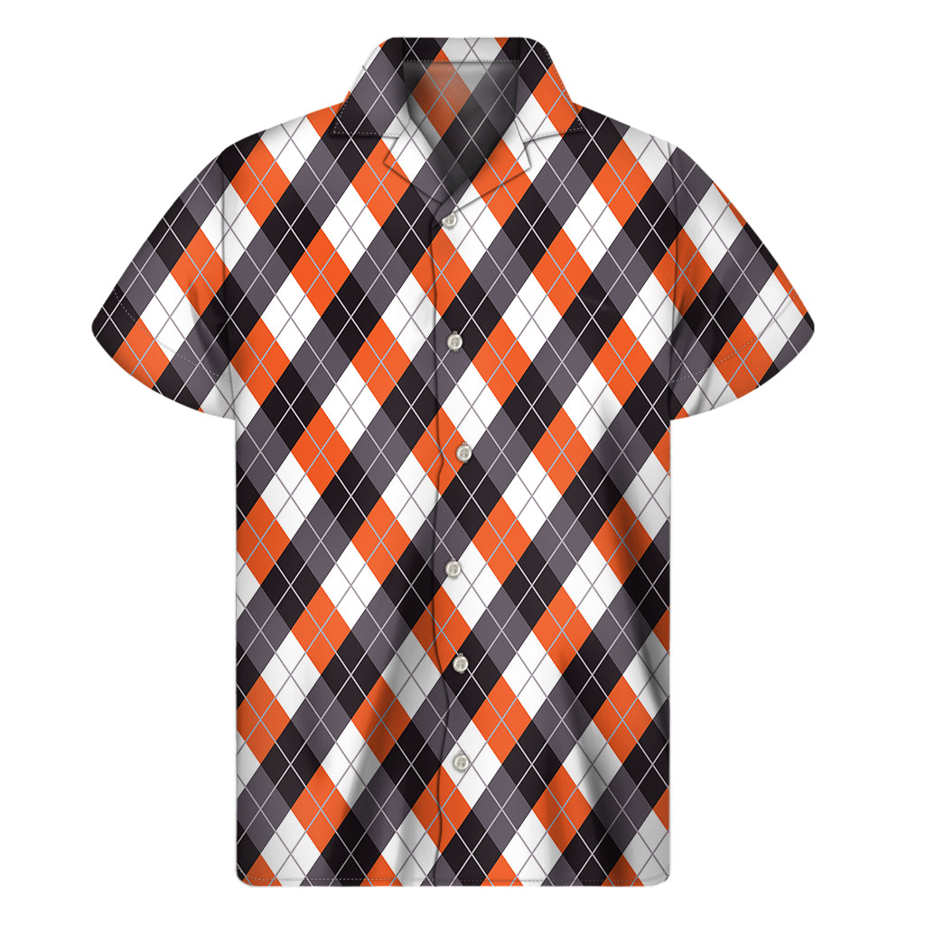 Halloween Party Argyle Pattern Print Men's Short Sleeve Shirt