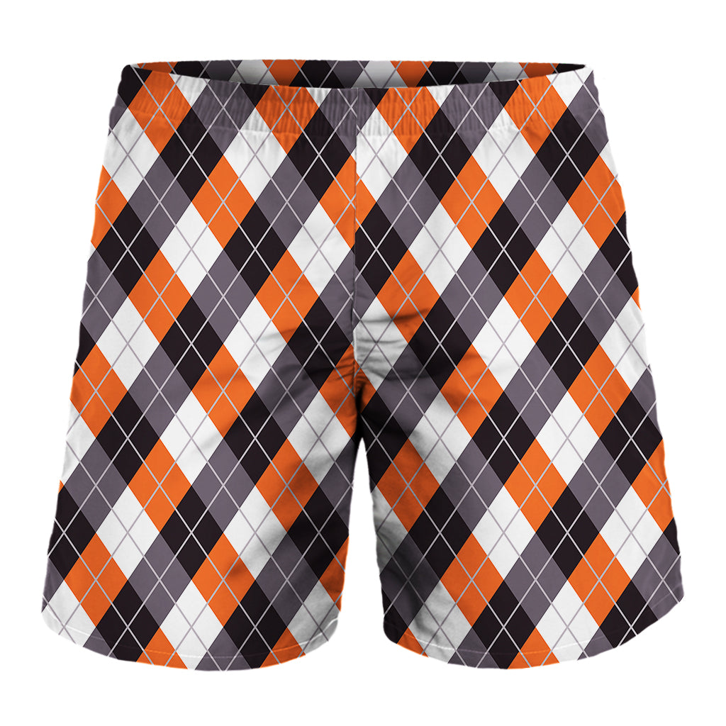 Halloween Party Argyle Pattern Print Men's Shorts