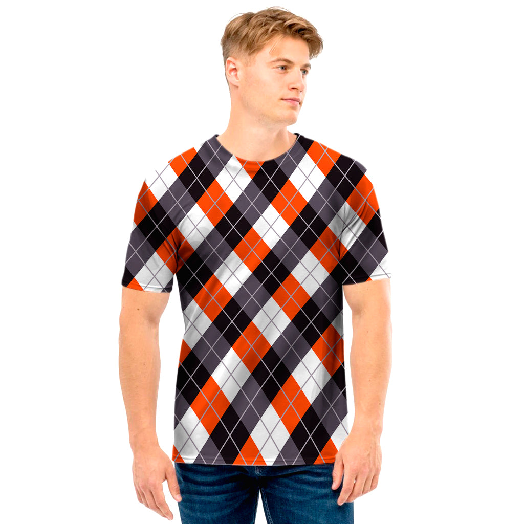 Halloween Party Argyle Pattern Print Men's T-Shirt