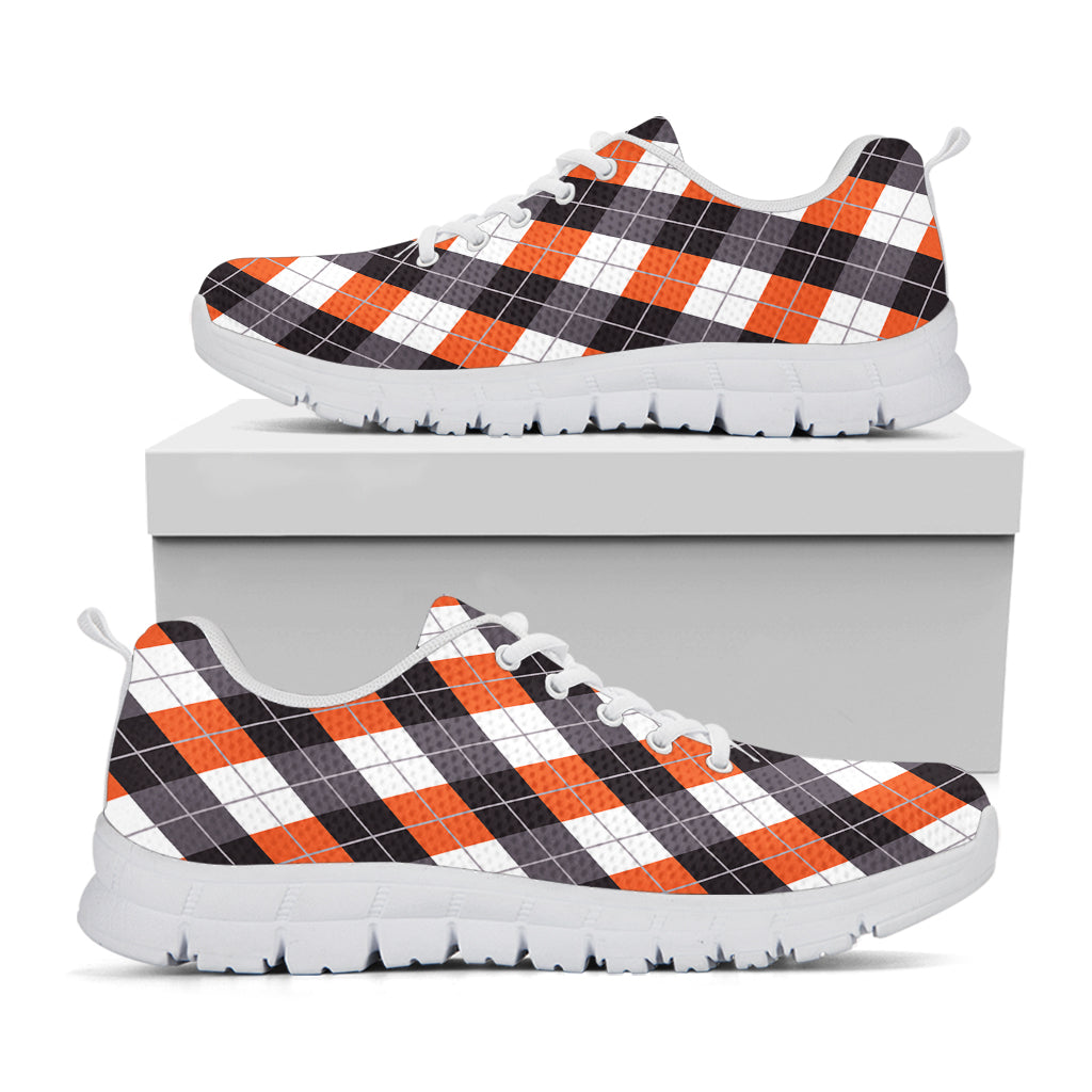 Halloween Party Argyle Pattern Print White Sneakers