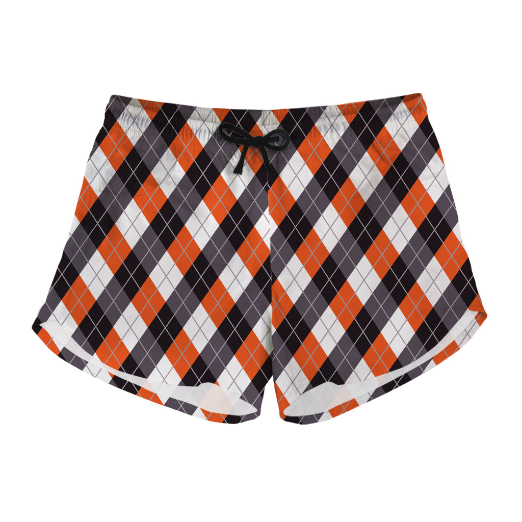 Halloween Party Argyle Pattern Print Women's Shorts