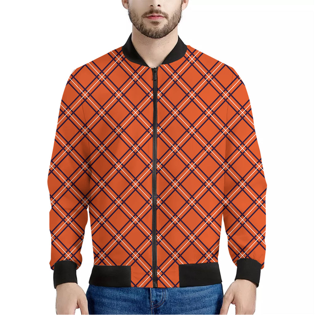 Halloween Plaid Pattern Print Men's Bomber Jacket