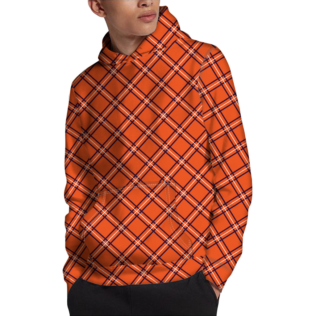 Halloween Plaid Pattern Print Pullover Hoodie