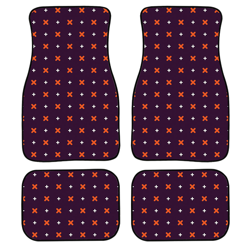 Halloween Plus And Cross Pattern Print Front and Back Car Floor Mats