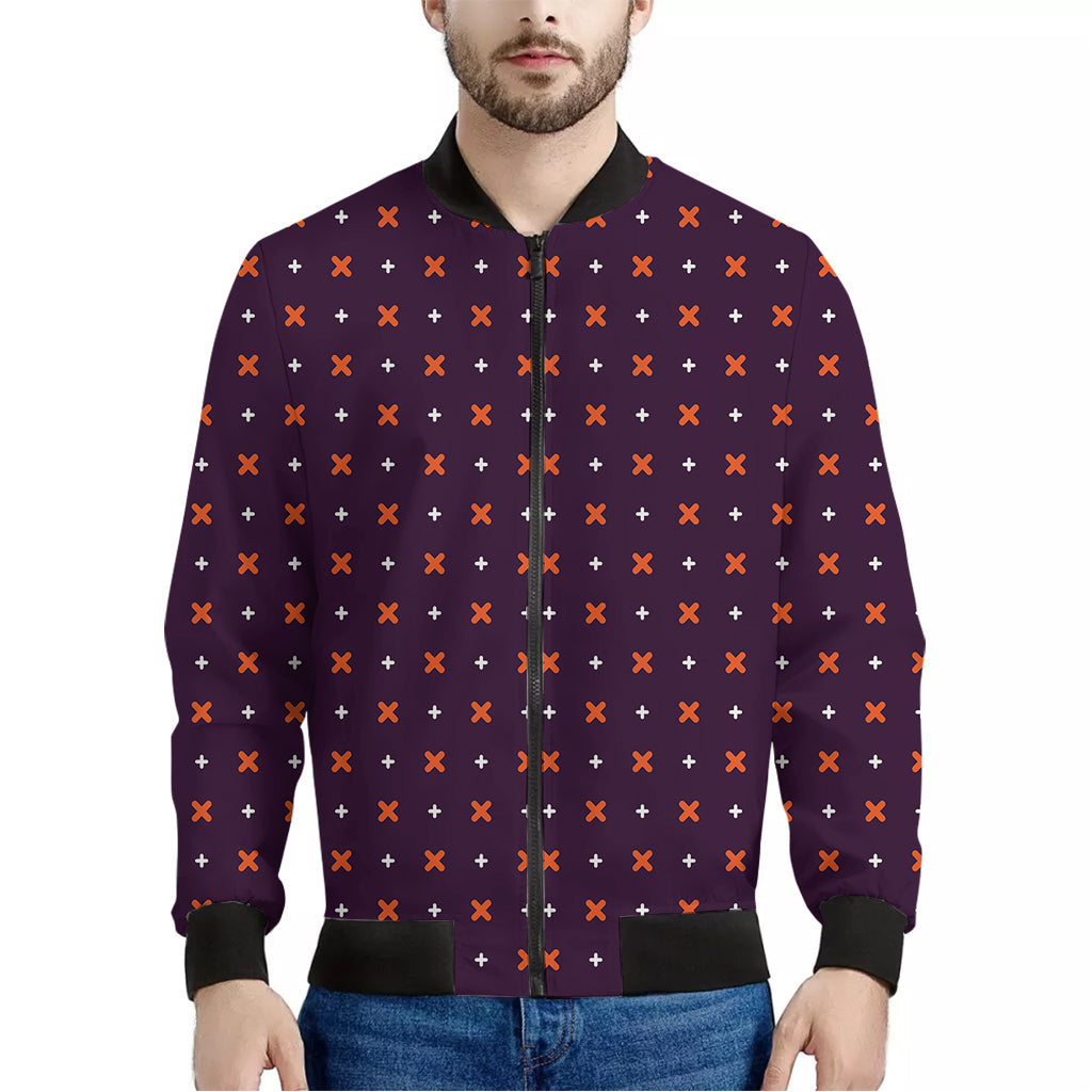 Halloween Plus And Cross Pattern Print Men's Bomber Jacket