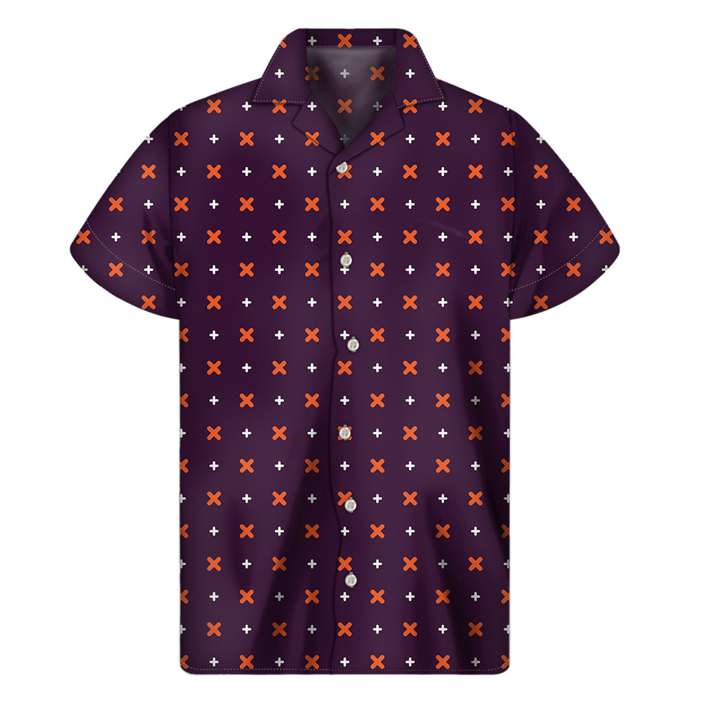 Halloween Plus And Cross Pattern Print Men's Short Sleeve Shirt