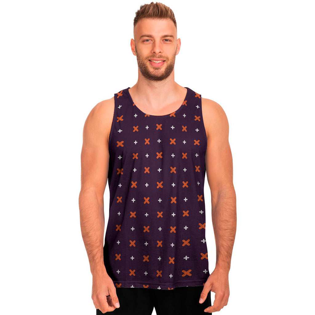 Halloween Plus And Cross Pattern Print Men's Tank Top