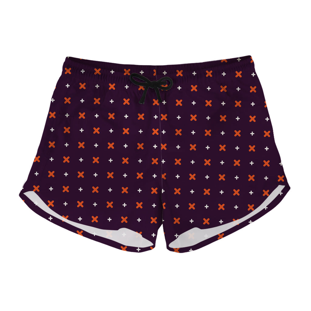 Halloween Plus And Cross Pattern Print Women's Shorts