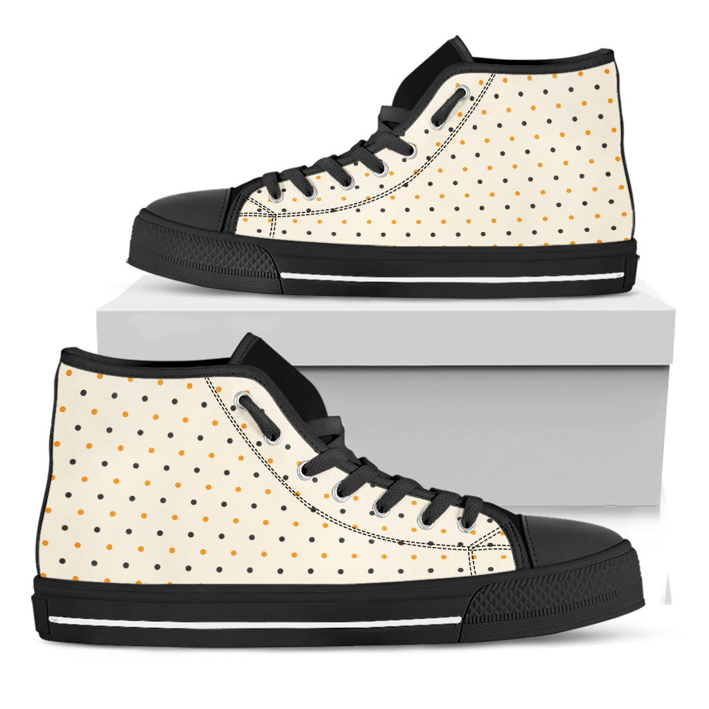 Halloween Polka Dot Pattern Print Black High Top Shoes