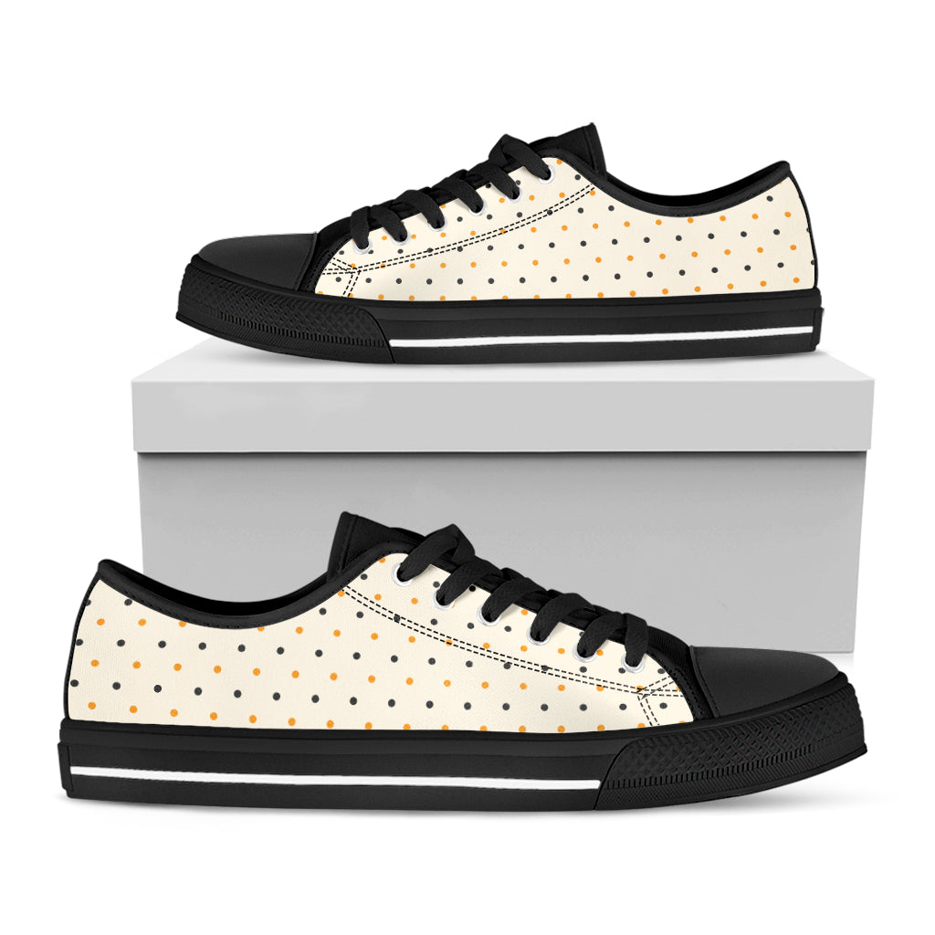 Halloween Polka Dot Pattern Print Black Low Top Shoes