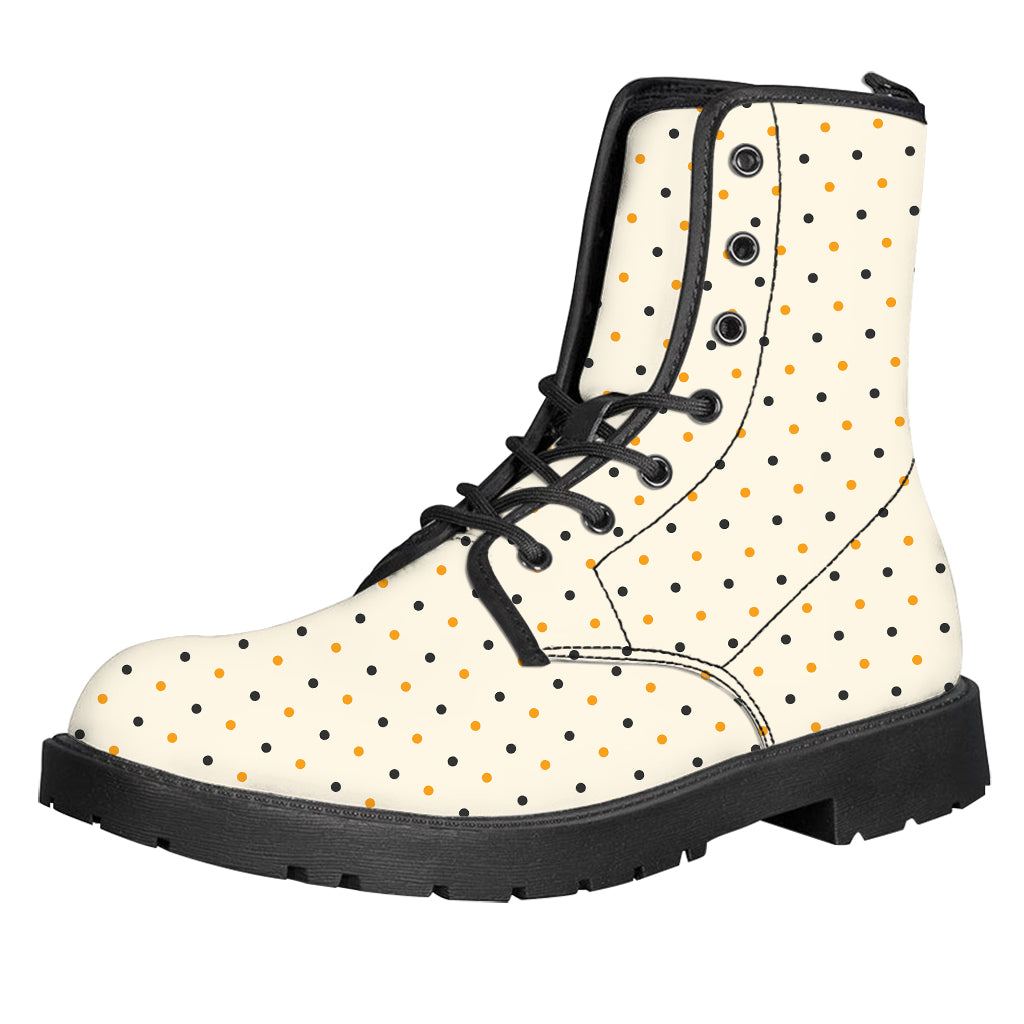 Halloween Polka Dot Pattern Print Leather Boots