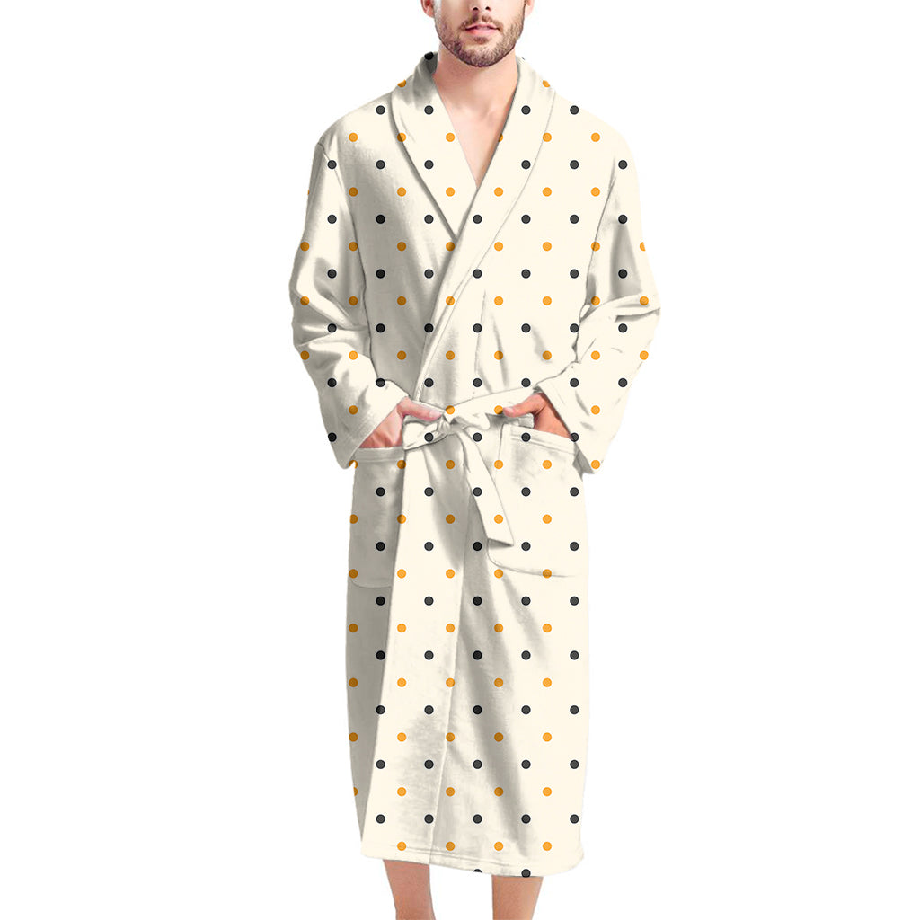 Halloween Polka Dot Pattern Print Men's Bathrobe