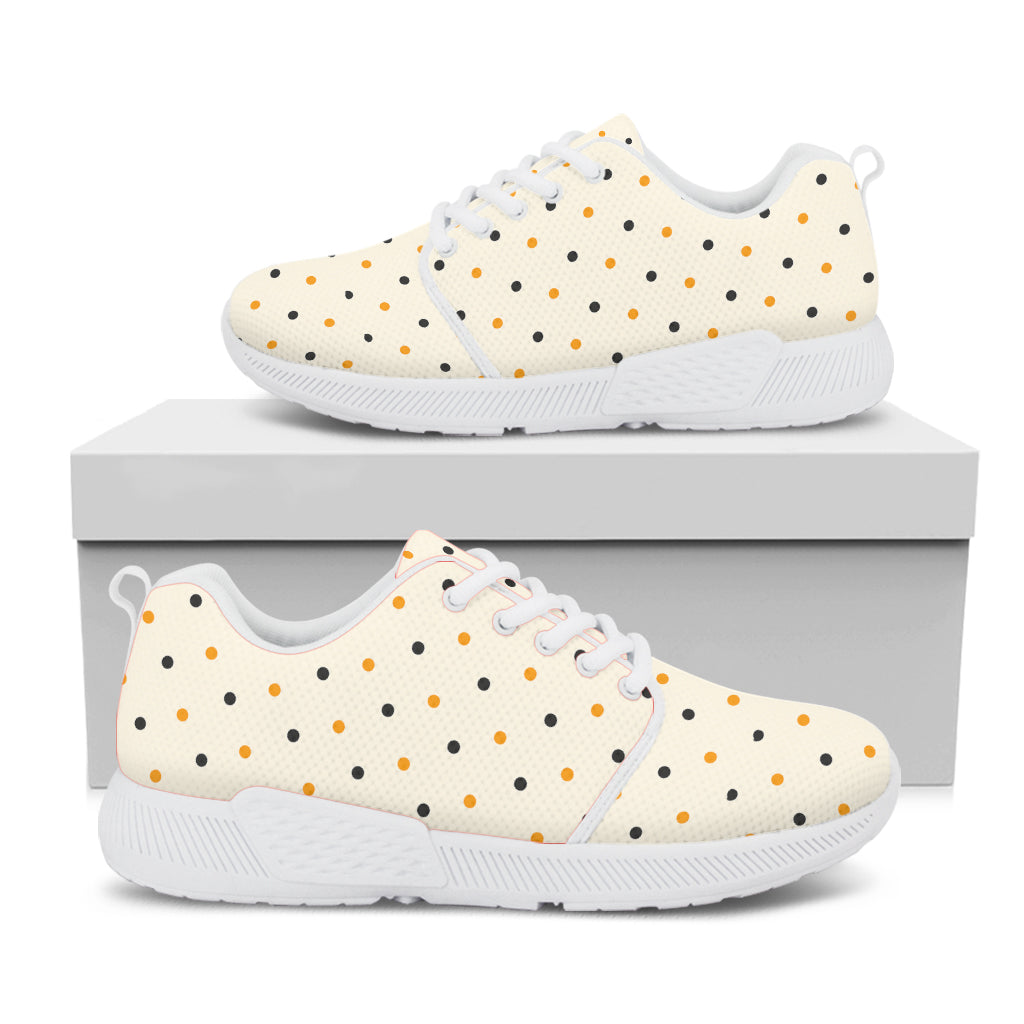 Halloween Polka Dot Pattern Print White Athletic Shoes