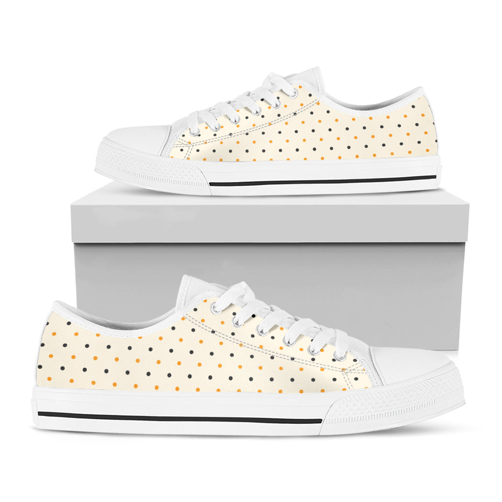 Halloween Polka Dot Pattern Print White Low Top Shoes